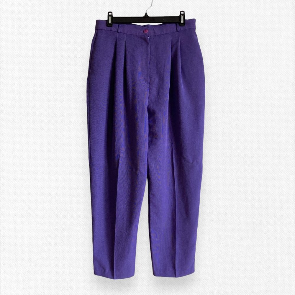 Vintage 90's Trouser Purple Pegged High Rise Waist Academia Casual Office Large